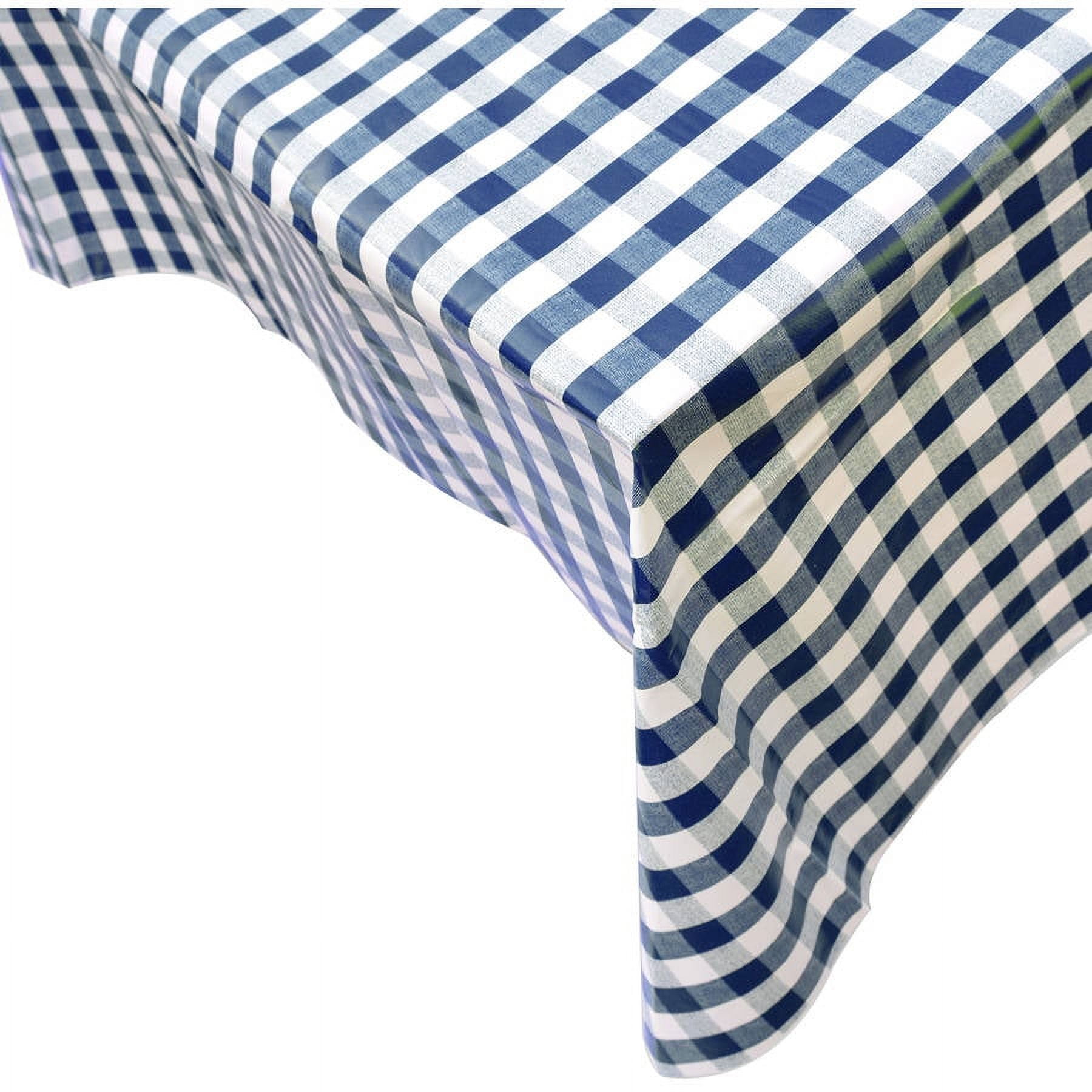 Berrnour Home Vinyl Tablecloth Blue Checkered Design Indoor/Outdoor