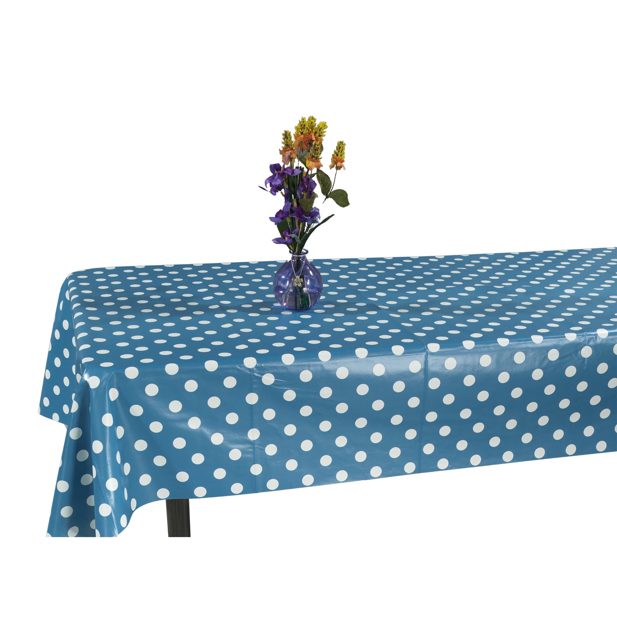 Berrnour Home Vinyl Tablecloth Polka Dot Design Indoor/Outdoor