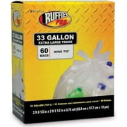 Berry 1124909 Ruffies Pro 60-Count 33 Gallon .75 Mil Clear Trash Garbage Bags - Quantity of 3