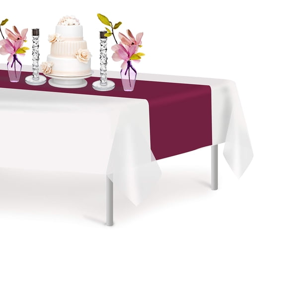 Berry 6 Pack Premium Disposable Plastic Table Runner 14 x 108 Inch. Decorative Table Runner for Dinner Parties & Events, Decor By Grandipity