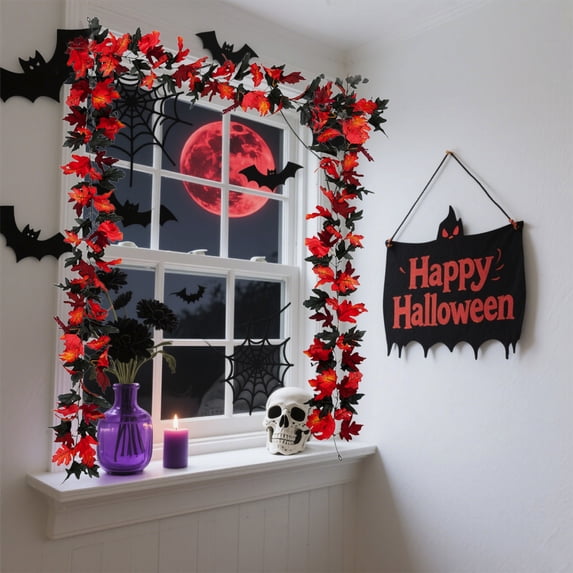 Berry Accented Foliage Hanging Display - Versatile Seasonal Decor for Halloween and Autumn Interior Beautification