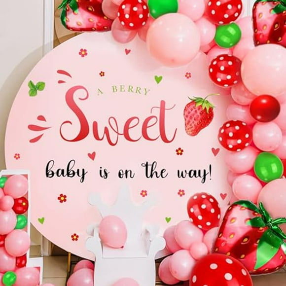 Berry Baby Shower Backdrop Strawberry Girl Theme Party Decorations Background A Berry Sweet Baby is On The Way Photography Backdrop Cake Table Decorations