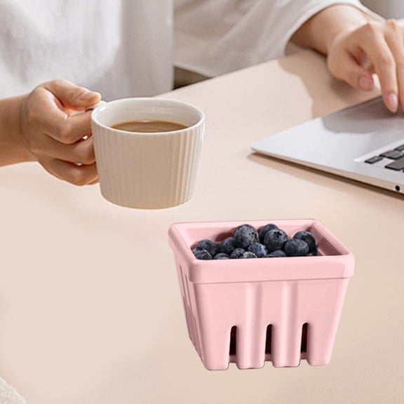 Berry Basket, Berry Bowl With Holes, Square Kitchen Fruit Basket , 4.13x4.13x2.76 inches Colander Cute Small Container for Strawberry, Grape, Cherry, Berries