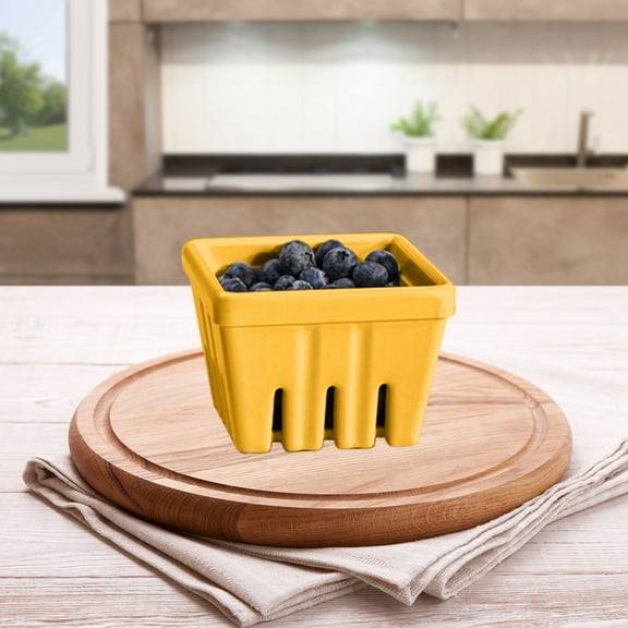 Berry Basket, Square Fruit Bowl with Holes, Fruit Basket for Kitchen, Cute Small Container for Berries, Strawberry, Grape, Cherry, Desktop Decoration Fruit Basket