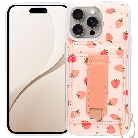 Walli Cases for iPhone 16 Pro Max Case Aesthetic Magnetic Wallet Phone Case Card Holder, Holds up to 2 Cards - Cute, Trendy Phone Cover for Women fits iPhone 16 Pro Max, with Kickstand & Finger Strap