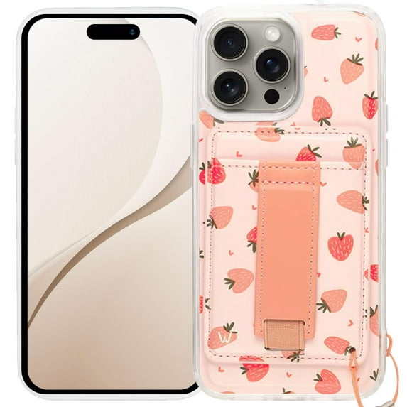 Walli Cases for iPhone 13 Pro Case Aesthetic Magnetic Wallet Phone Case Card Holder, Holds up to 2 Cards - Cute, Trendy Phone Cover for Women fits iPhone 13 Pro, with Kickstand & Finger Strap