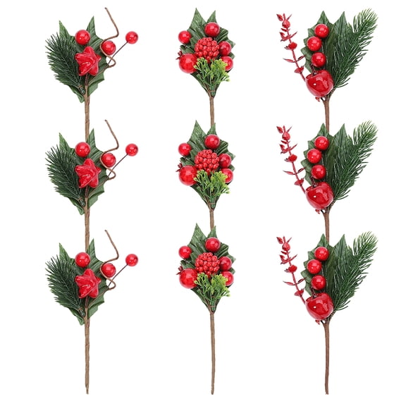 CIMAXIC Berry Ornaments Simulated Berry Bouquets Plastic Decorations Photographers Christmas 9 Pcs