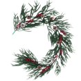 thumbnail image 1 of Berry Decorated Christmas Garland, 6FT Artificial Norfolk Pine Greenery with Red Berries for Festive Mantle & Stair Railing, 1 of 8