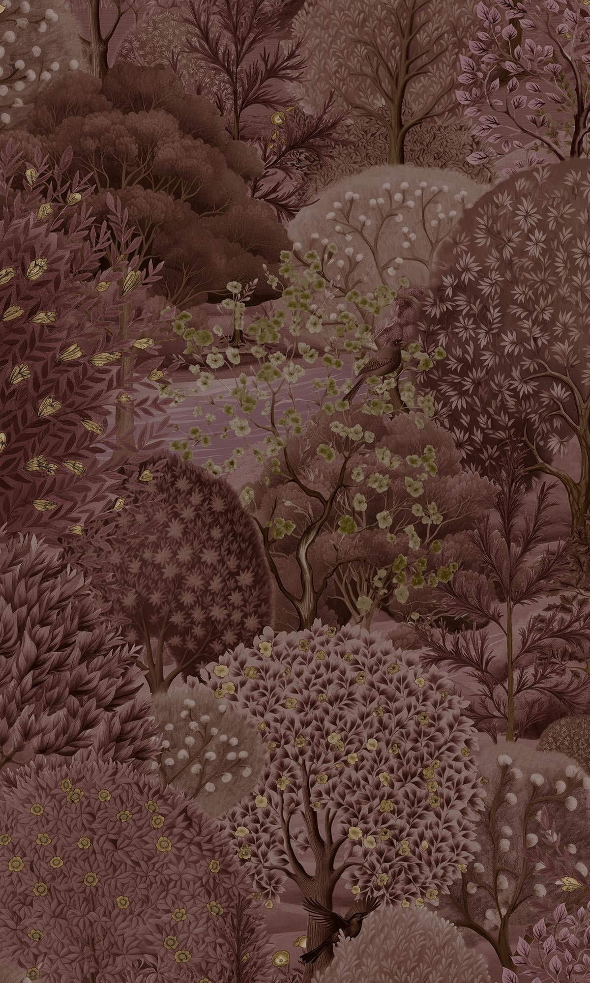 Berry Enchanted Lush Landscape Tropical Wallpaper