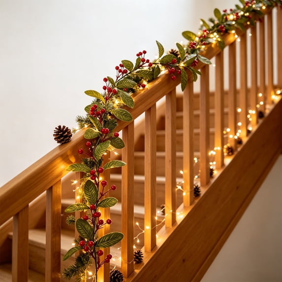 Exquisite Berry Garland Decor, Artificial Christmas Rattan, Fireplace Mantel ...