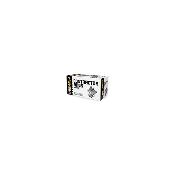 1592062 Contractor Trash Bags, Black, Wing Ties, 3-Mil Thick, 42 Gallons, 20-Ct.