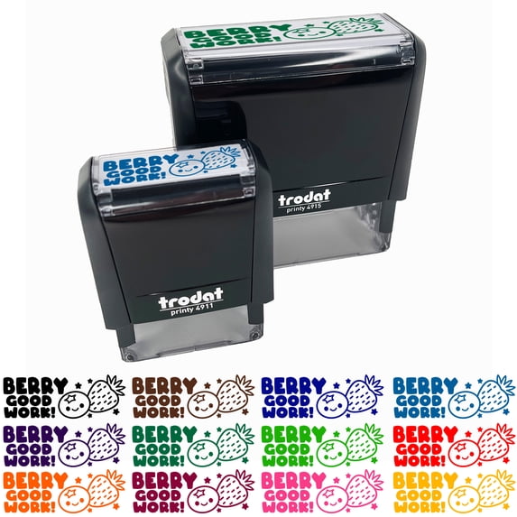 Berry Good Work Berries Teacher Student School Self-Inking Rubber Stamp Ink Stamper - Black Ink - Small 1-1/2 Inch