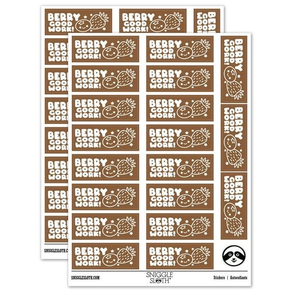 Berry Good Work Berries Teacher Student School Sticker Set - Brown - Matte Finish - 2.00" Large