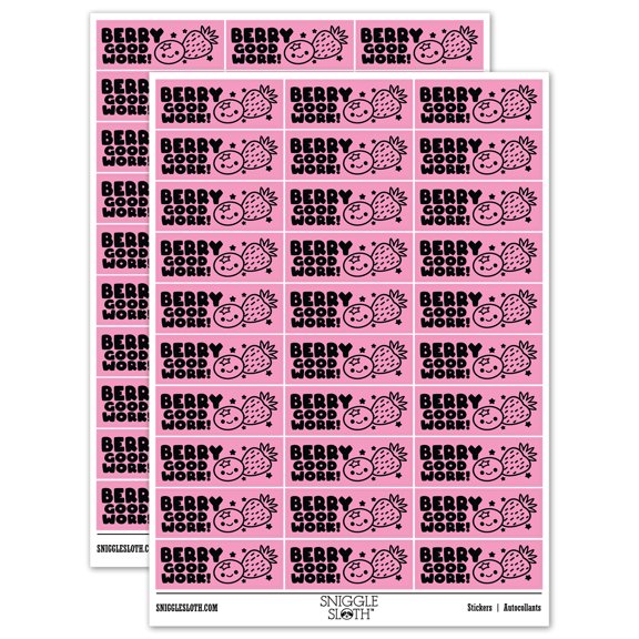 Berry Good Work Berries Teacher Student School Sticker Set - Light Pink - Matte Finish - 1.75" Medium