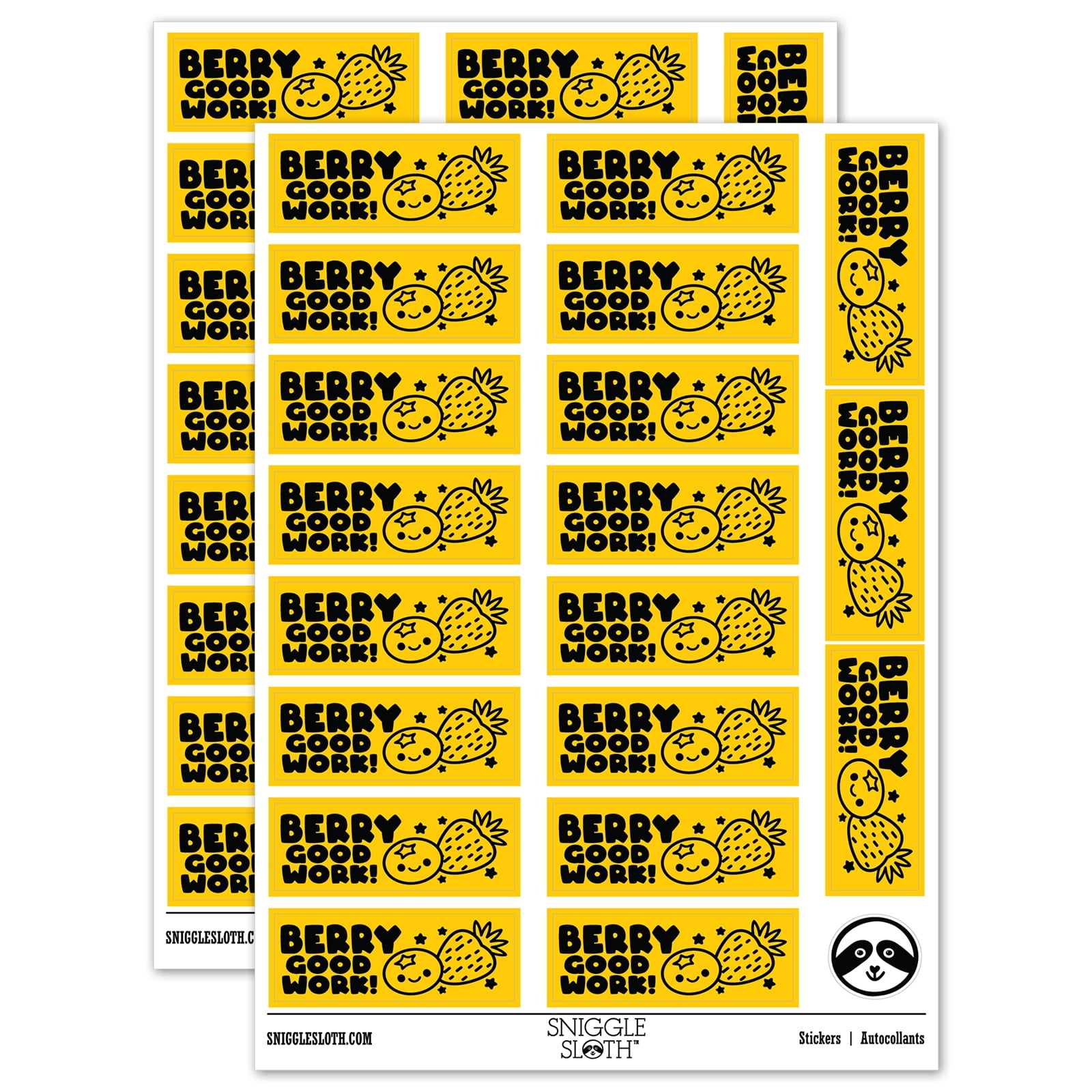 Berry Good Work Berries Teacher Student School Sticker Set - Yellow ...