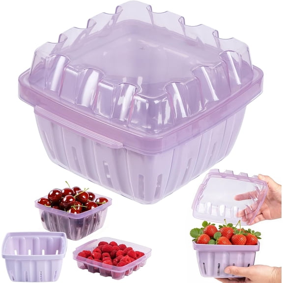 Berry Keeper & Colander 1.1 Qt Vented Plastic Container for Fridge, Reusable, for Strawberry, Blueberry, Raspberry, Farmers Market, Grocery