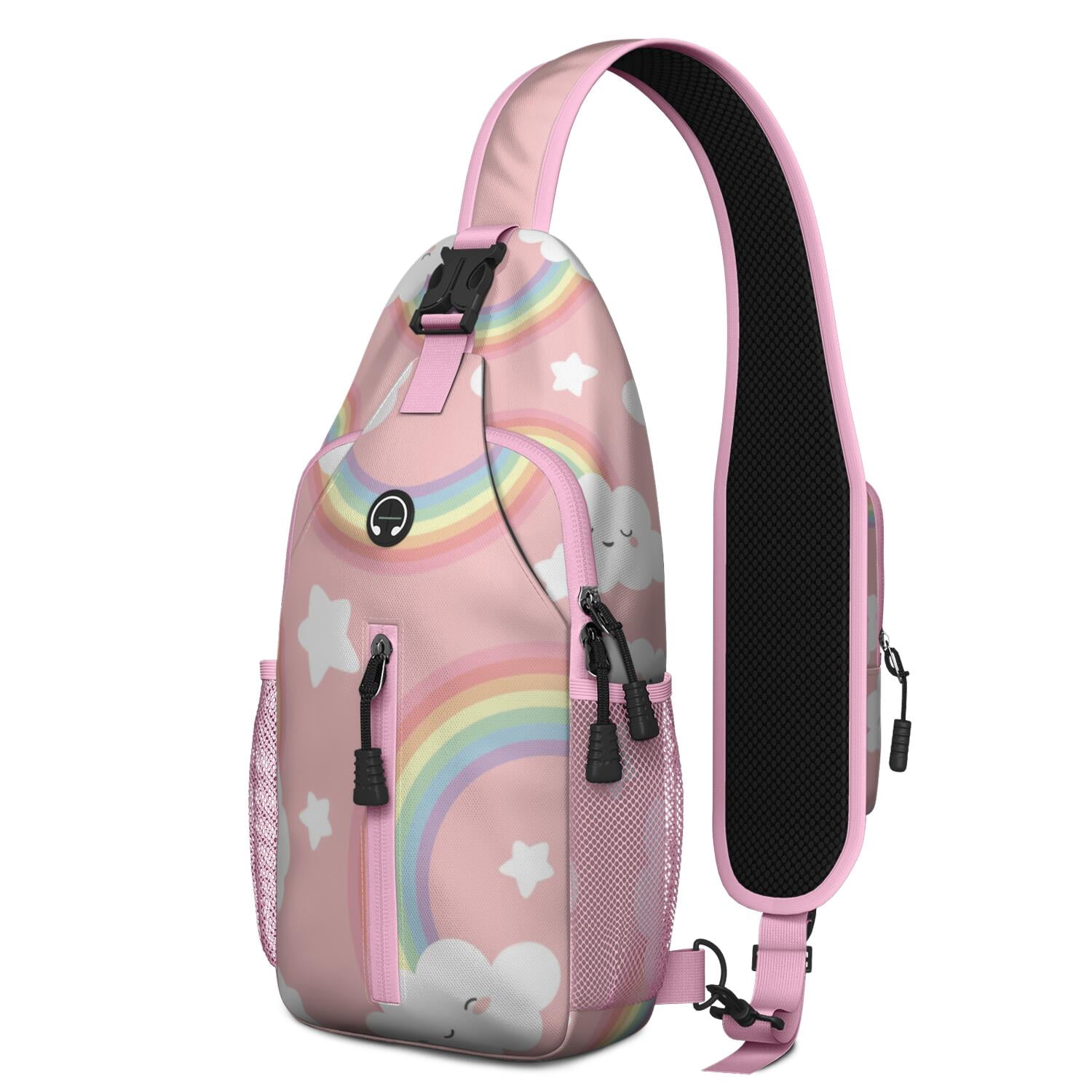 Berry Lover Sling Backpack with Cute Red Strawberry Design – Lightweight Outdoor Shoulder Bag with Breathable Padding, Reversible Strap, Secure Zippers, Perfect for Strawberry Fans and Everyday Carry