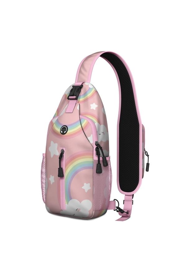 Berry Lover Sling Backpack with Cute Red Strawberry Design – Lightweight Outdoor Shoulder Bag with Breathable Padding, Reversible Strap, Secure Zippers, Perfect for Strawberry Fans and Everyday Carry
