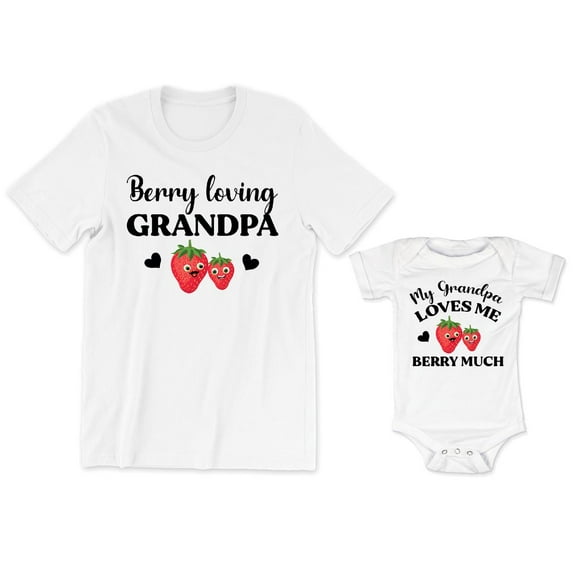 Berry Loving Grandpa Men's T-Shirt Summer Strawberry Fruit Graphic Tee My Grandpa Loves Me Berry Much Baby Bodysuit Kids Toddler Shirt