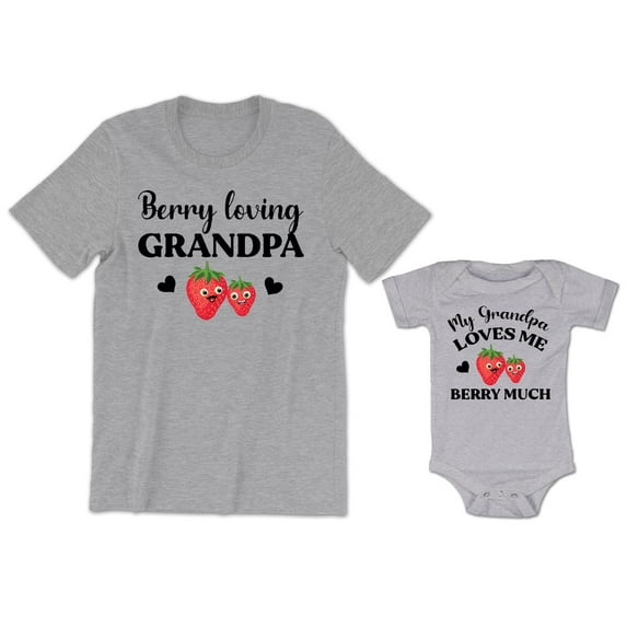 Berry Loving Grandpa Men's T-Shirt Summer Strawberry Fruit Graphic Tee My Grandpa Loves Me Berry Much Baby Bodysuit Kids Toddler Shirt