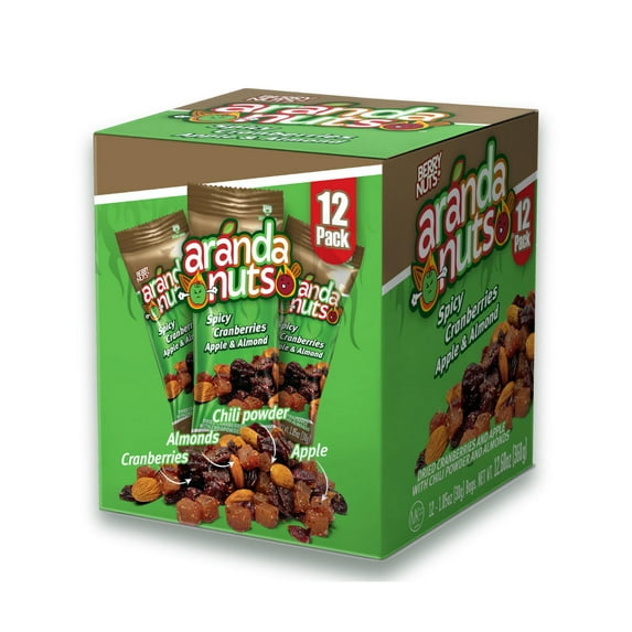 Berry Nuts Spicy Cranberry, Apple & Almond Trail Mix – 12-Pack, Naturally Flavored, No Allergens, on-the-go Snack