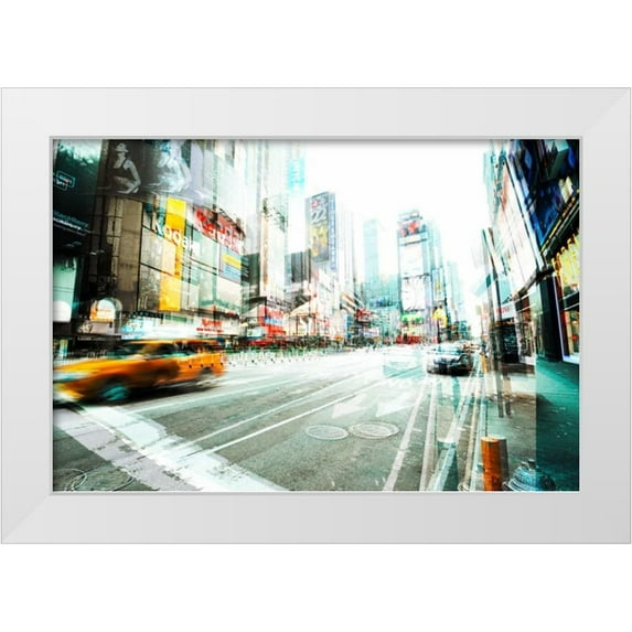 Berry, Peter 14x11 White Modern Wood Framed Museum Art Print Titled - Times Square Multiexposure II