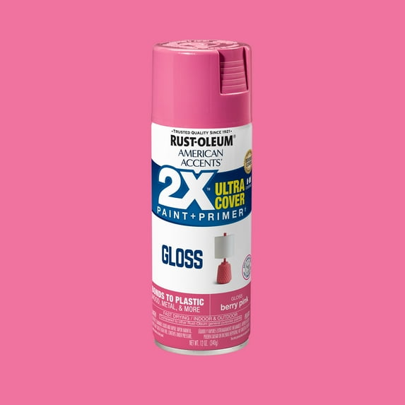 Berry Pink, Rust-Oleum American Accents 2X Ultra Cover Gloss Spray Paint-327876, 12 oz