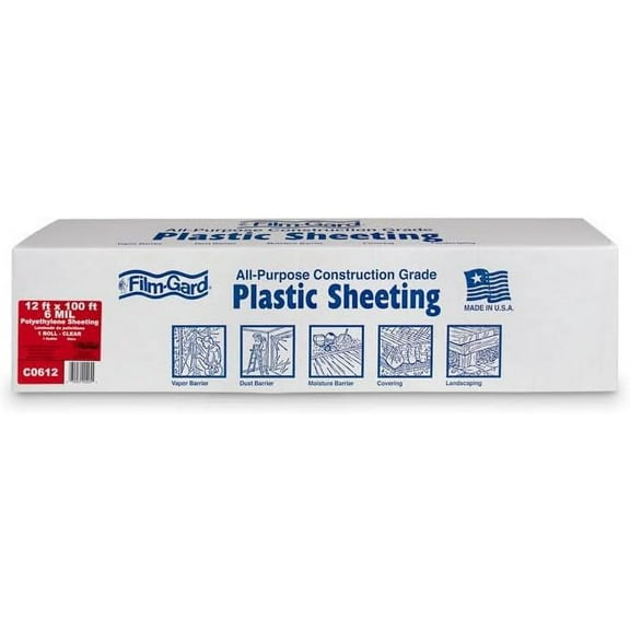 Berry Plastics Film-Gard Plastic Sheeting 6 mil x 12 ft. W x 100 ft. L Polyethylene Clear