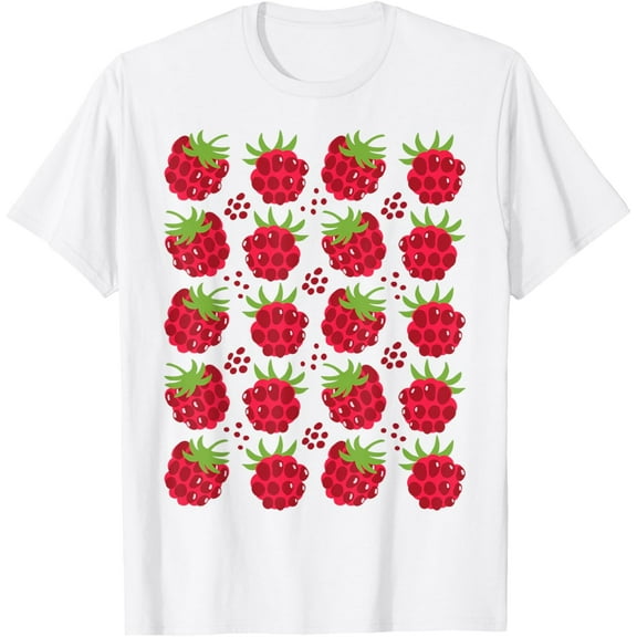 Berry Raspberry Pattern Fruit Lover Raspberry T-ShirtMen's and women's pure cotton short-sleeved shirts