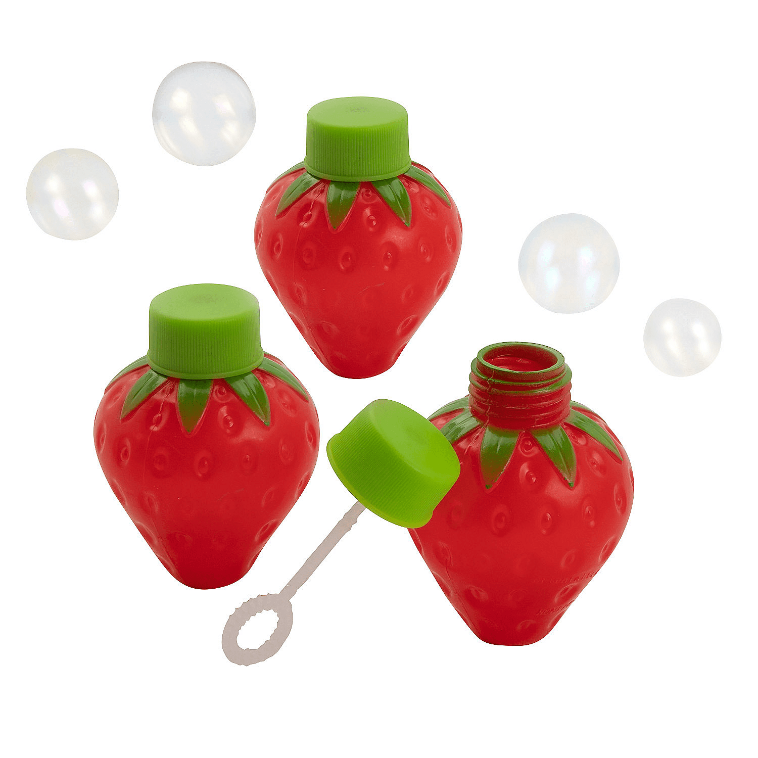 Berry-Shaped Red and Green Plastic Bubble Bottles, 12 Pieces