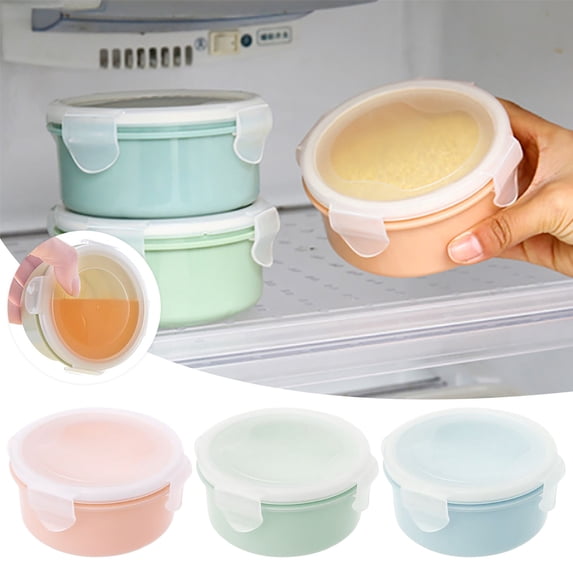 Berry Storage Containers 2 Pcs – Small Round Airtight Plastic Jars with Lids, Leakproof Crisper Box for Fruits, Snacks, Cheese, Lunch Meat, Fridge Organizer, Stackable