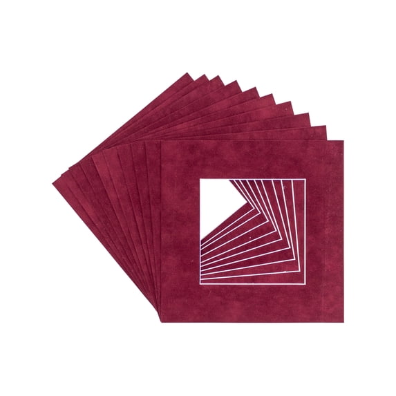 Berry Suede Acid Free 20x20 Picture Frame Mats with White Core Bevel Cut for 12x12 Pictures - Fits