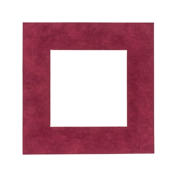 Berry Suede Acid Free 7x7 Square Picture Frame Mat with White Core Bevel Cut for 5x5 Pictures -