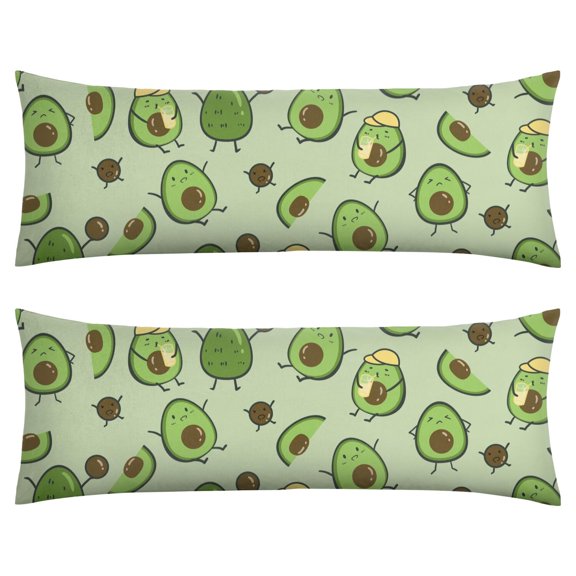 Berry Sweet Avocado Cushion Case Cute Green Fruit Pattern, HandDrawn Kawaii Art, Zipper Closure for Indoor & Outdoor Use