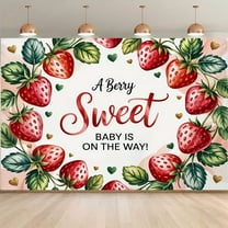 A Berry Sweet BABY IS ON THE WAY! Backdrop Strawberry 1st Birthday Background Sweet One First Birthday Party Supplies Newborn Birthday Party Decoration Cake Table Decorations Banner