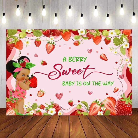 Berry Sweet Baby Shower Backdrop A Berry Sweet Baby is on the Way Background Blush Pink Strawberry Baby Shower Party Decorations Banner Supplies Photo Booth Props