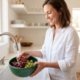 thumbnail image 1 of Berry Swirl Fruit Rinse Bowl, 2-in-1 Wash & Drain Colander with Built-In Strainer, for Berries, Grapes, Produce, 6.7" Diameter, Green, 1 of 8
