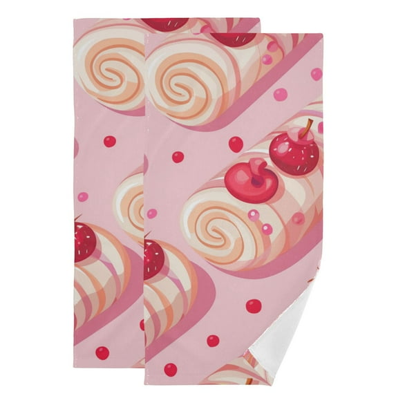 Berry Swiss Rolls Cartoon Hand Towel Absorbent Bath Towels for Bathroom Sports Gym 28" x 14" Set of 2