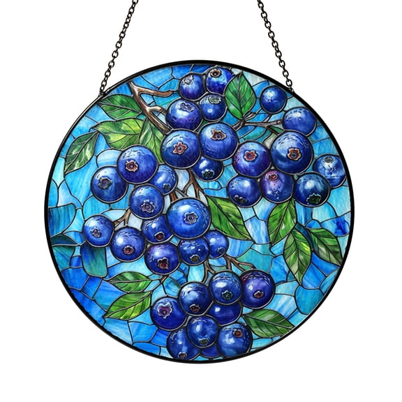 Berry Theme Window Decor – Stained Glass Look Art