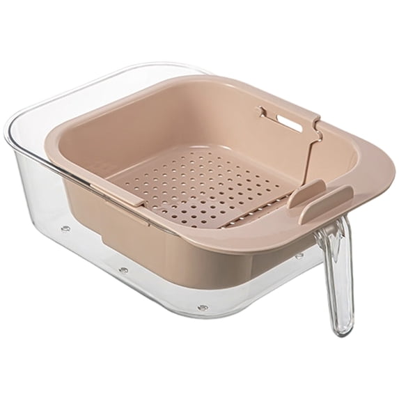 Berry Washing Bowl with Strainer,Double Layer Telescopic Basket,Washing Strainer Bowl with Handle for Kitchen Living Room Table Top Snack Vegetable Berries Strawberry Vegetables(Pink,9.4x7.5x3.6")
