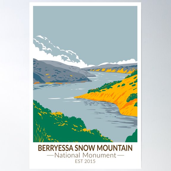 Berryessa Snow Mountain National Monument California Vintage Poster Wall Art, Modern Wall Decor, 16x24 UNFRAMED