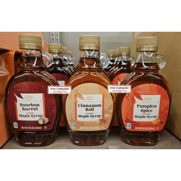 Berryhill Maple Syrup Bourbon Barrel, Cinnamon Roll, Pumpkin Spice 8fl oz 236ml (3 Bottles)