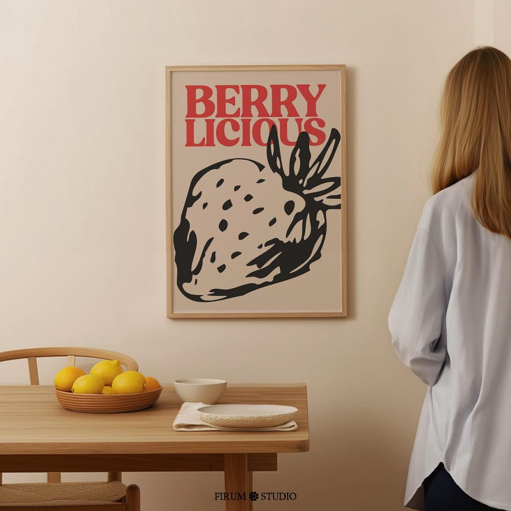 Berrylicious Printable Kitchen Wall Decor, Trendy Dining Room Art Print