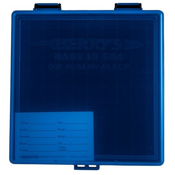 Berrys  008 Ammo Box 40 S&W,45 ACP 100rd Blue Lid W/Black Bottom