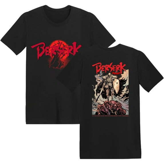 Berserk 3D Printed Anime T-Shirt, Red Brushed Storyline, Manga Action Anime T-Shirt,Black