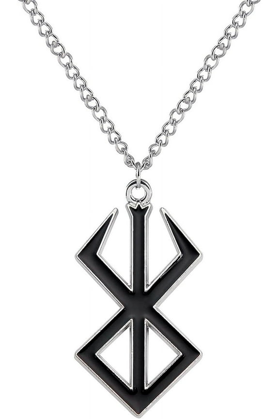 Berserk Amulet Talisman Sign Necklace,Overlord Egg Shell Black Light Necklace,Beihei Leite Necklace Cos Pendant,Warrior Logo Metal Pendant Necklace(Black)