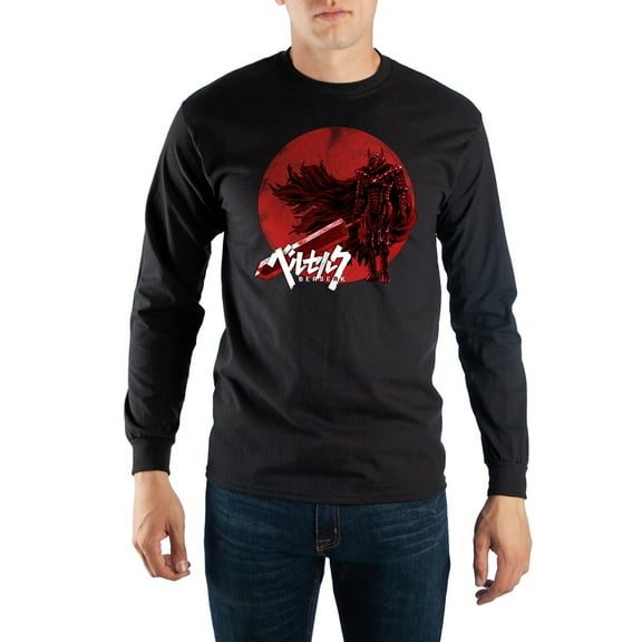Berserk Anime Cartoon Mens Black Long Sleeve Graphic Tee Shirt-L