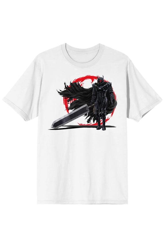 Berserk Anime Character Guts Men's White Graphic Print T-Shirt-Medium