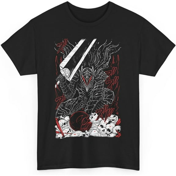 Berserk Black Swordsman T-Shirt - Guts Gothic Anime Art - 100% Cotton