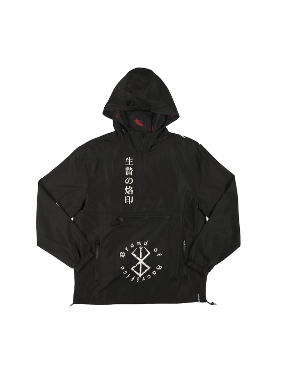 Berserk Brand Of Sacrifice Adult Black Long Sleeve Hooded Anorak-Small